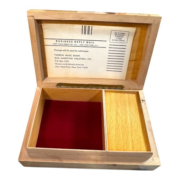 Vtg Italy Inlaid Music Box Swiss Thorens Movement Jaccard Mandolin Notes Burl - Picture 10 of 11